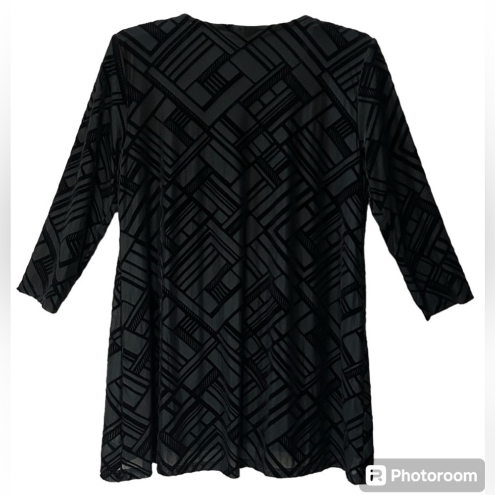 NWT JM Collection Velvet Flocked Jacquard Top Blouse Black Necklace Size XS - Picture 3 of 11